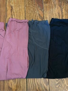 3-Pack Maternity Leggings in Mauve, Charcoal, and Black